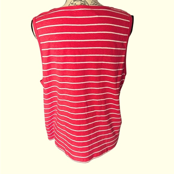 Striped Sleeveless Top - Coral and White - Picture 3 of 5